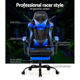 Artiss Gaming Office Chairs Computer Seating Racing Recliner Footrest Black Blue