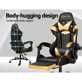 Artiss Office Chair Gaming Chair Computer Chairs Recliner PU Leather Seat Armrest Footrest Black Golden