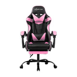 Artiss Office Chair Gaming Chair Computer Chairs Recliner PU Leather Seat Armrest Footrest Black Pink