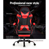 Artiss Gaming Office Chairs Computer Seating Racing Recliner Footrest Black Red