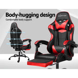 Artiss Gaming Office Chairs Computer Seating Racing Recliner Footrest Black Red