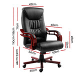 Artiss Executive Wooden Office Chair Wood Computer Chairs Leather Seat Sheridan