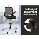 Veer Drafting Stool Office Chair Mesh Adjust Black