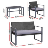 Gardeon 4PC Outdoor Furniture Patio Table Chair Black