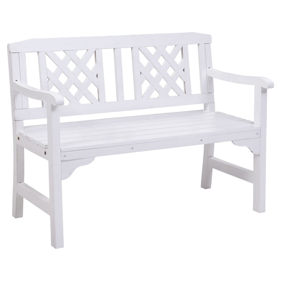 Gardeon Wooden Garden Bench 2 Seat Patio Furniture Timber Outdoor Lounge Chair White