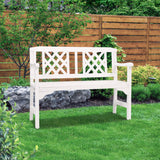 Gardeon Wooden Garden Bench 2 Seat Patio Furniture Timber Outdoor Lounge Chair White