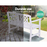 Gardeon Wooden Garden Bench 2 Seat Patio Furniture Timber Outdoor Lounge Chair White