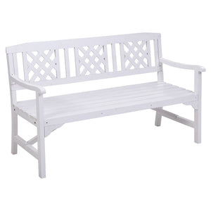 Gardeon Wooden Garden Bench 3 Seat Patio Furniture Timber Outdoor Lounge Chair White