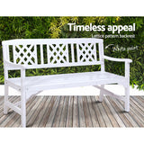 Gardeon Wooden Garden Bench 3 Seat Patio Furniture Timber Outdoor Lounge Chair White