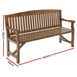 Gardeon Wooden Garden Bench Chair Natural Outdoor Furniture Décor Patio Deck 3 Seater