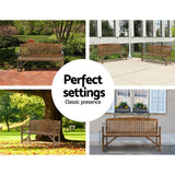 Gardeon Wooden Garden Bench Chair Natural Outdoor Furniture Décor Patio Deck 3 Seater