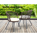 Gardeon Outdoor Patio Chair and Table - Brown