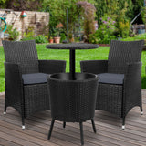 Gardeon Outdoor Furniture Wicker Chairs Bar Table Cooler Ice Bucket Patio Coffee Bistro Set