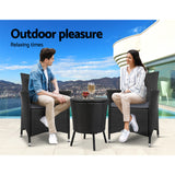 Gardeon Outdoor Furniture Wicker Chairs Bar Table Cooler Ice Bucket Patio Coffee Bistro Set