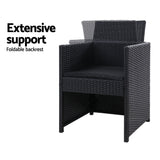 Set of 2 Outdoor Dining Chairs Wicker Chair Patio Garden Furniture Setting Lounge Cafe Cushion Bistro Set Gardeon Black