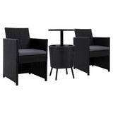 Gardeon Outdoor Furniture Wicker Chairs Bar Table Cooler Ice Bistro Set Bucket Patio Coffee