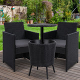 Gardeon Outdoor Furniture Wicker Chairs Bar Table Cooler Ice Bistro Set Bucket Patio Coffee
