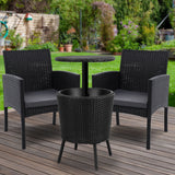 Gardeon Outdoor Furniture Wicker Chairs Bar Table Cooler Ice Bucket Patio Bistro Set Coffee