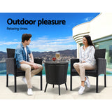Gardeon Outdoor Furniture Wicker Chairs Bar Table Cooler Ice Bucket Patio Bistro Set Coffee