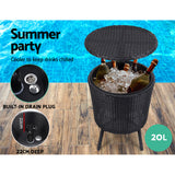 Gardeon Outdoor Furniture Wicker Chairs Bar Table Cooler Ice Bucket Patio Bistro Set Coffee