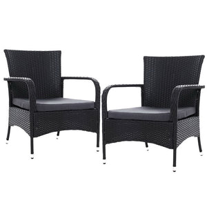 Set of 2 Gardeon Outdoor Dining Chairs Bistro Patio Furniture Chair Wicker Garden XL