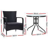 Gardeon Outdoor Dining Chairs Bistro Patio Furniture Chair Wicker Garden Extra Large Tea Coffee Cafe Bar Set