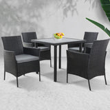 Outdoor Dining Set Patio Furniture Wicker Chairs Table Black 5PCS