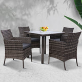 Outdoor Dining Set Patio Furniture Wicker Chairs Table Mixed Grey 5PCS