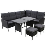 Outdoor Sofa Set Patio Furniture Lounge Setting Dining Chair Table Wicker Black