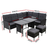 Outdoor Sofa Set Patio Furniture Lounge Setting Dining Chair Table Wicker Black