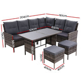 Outdoor Sofa Set Patio Furniture Lounge Setting Dining Chair Table Wicker Grey