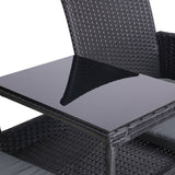 Gardeon Outdoor Furniture Chair Bench Sofa Table 2 Seat Cushions Wicker Black