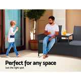 Gardeon Outdoor Furniture Chair Bench Sofa Table 2 Seat Cushions Wicker Black