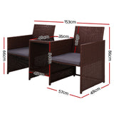 Gardeon Outdoor Setting Wicker Loveseat Birstro Set Patio Garden Furniture Brown