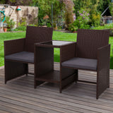 Gardeon Outdoor Setting Wicker Loveseat Birstro Set Patio Garden Furniture Brown