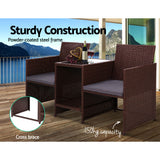 Gardeon Outdoor Setting Wicker Loveseat Birstro Set Patio Garden Furniture Brown