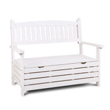 Gardeon Outdoor Storage Bench Box Wooden Garden Chair 2 Seat Timber Furniture White