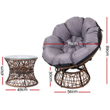 Gardeon Papasan Chair and Side Table - Brown