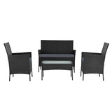 Gardeon 4-piece Wicker Outdoor Set - Black