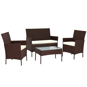 Gardeon 4-piece Wicker Outdoor Set - Brown