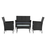 Gardeon Outdoor Furniture Wicker Set Chair Table Dark Grey 4pc