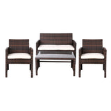 Gardeon Set of 4 Outdoor Wicker Chairs & Table - Brown