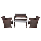 Gardeon Set of 4 Outdoor Wicker Chairs & Table - Brown