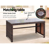 Gardeon Set of 4 Outdoor Wicker Chairs & Table - Brown