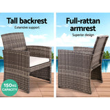 Gardeon Set of 4 Outdoor Wicker Chairs & Table - Grey