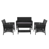 Gardeon Outdoor Furniture Set Wicker Cushion 4pc Black