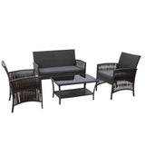 Gardeon Outdoor Furniture Set Wicker Cushion 4pc Dark Grey