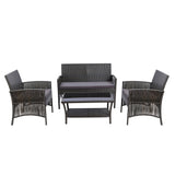 Gardeon Outdoor Furniture Set Wicker Cushion 4pc Dark Grey