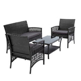 Gardeon Outdoor Furniture Set Wicker Cushion 4pc Dark Grey