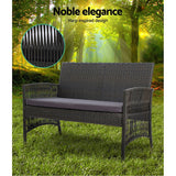 Gardeon Outdoor Furniture Set Wicker Cushion 4pc Dark Grey